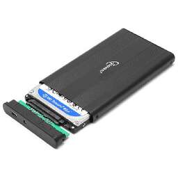 GEMBIRD (13045) EE2-U2S-5 внешний корпус 2.5, черный, USB 2.0, SATA, металл