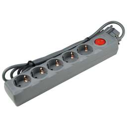 UNIEL (UL-00001746) S-GSU5-3 GREY Cетевой фильтр серии Universal, 3м (Пвс 3*0,75), 5 гнезд, с/з. 10А.