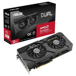 ASUS Видеокарта AMD Radeon RX 7700XT DUAL-RX7700XT-O12G 12ГБ Dual, GDDR6, OC, Ret