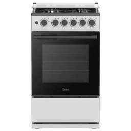 MIDEA Газовая плита MFO-M4G20T0E(SL), газовая духовка, стеклянная крышка, чугун, серебристый и черный