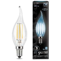 GAUSS Лампа филам. Filament 7Вт цок.:E14 свеча 220B 4100K св.свеч.бел.нейт. CF35 (упак.:1шт) (104801207)
