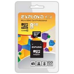 EXPLOYD MicroSDHC 8GB Class10 + адаптер SD [EX008GCSDHC10-AD]