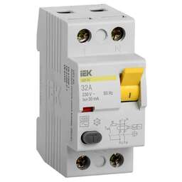 IEK Выключатель дифф.тока УЗО MDV10-2-032-030 ВД1-63 32A 30мА AC 2П 230В 2мод белый (упак.:1шт)