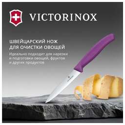 VICTORINOX Нож кухонный Swiss Classic (6.7705.C1) стальной универсальный для чистки овощей и фруктов лезв.100мм прямая заточка пурпурный