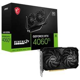 MSI Видеокарта NVIDIA GeForce RTX 4060TI RTX 4060 Ti VENTUS 2X BLACK 16G 16ГБ Ventus 2X Black, GDDR6, Ret [rtx 4060 ti ventus 2x black16g]