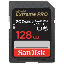 SANDISK Карта памяти Extreme Pro SD UHS I 128GB Card 4K Video DSLR Mirrorless Cameras 200MB s Read 140MB s Write. Цвет: черный