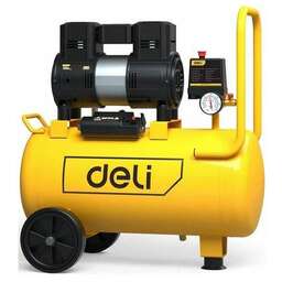 DELI Компрессор поршневой DL-WKY25-E1 безмасляный 80л/мин 25л 1200Вт желтый/черный