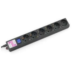 POWERCUBE Фильтр-удлинитель Power Cube SPG6-B1,9M 6 розеток (5 с заземлением + 1 без), черный, 1.9м, 16 А/3,5 кВт, 3*1мм²