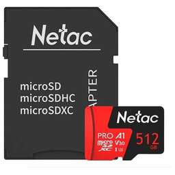 NETAC Флеш карта microSDXC 512GB NT02P500PRO-512G-R P500 Extreme Pro + adapter