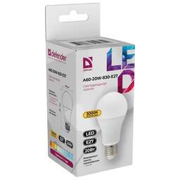 DEFENDER (95031) A60-20W-830-E27 груша, теплый белый, 1 шт