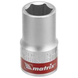 MATRIX Головка торцевая, 13 мм, шестигранная, CrV, под квадрат 1/2, хромированная 13113