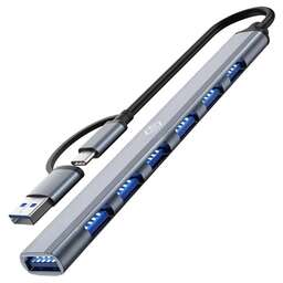 DIGMA Хаб (разветвитель) DHUB-7USB-AC-2.0, серебристый