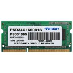 PATRIOT Оперативная память PSD34G160081S DDR3 - 1x 4ГБ 1600МГц, для ноутбуков (SO-DIMM), Ret