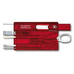 VICTORINOX Швейцарская карта SwissCard Classic, красный полупрозрачный, коробка подарочная [0.7100.t]