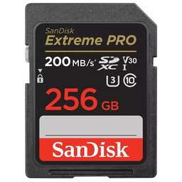 SANDISK Карта памяти Extreme Pro SD UHS I 256GB Card for 4K Video for DSLR and Mirrorless Cameras 200MB/s Read & 140MB/s Write