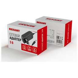 REXANT (200-024-5) Источник питания 110-220 V AC/5 V DC 3 А 15 W с DC разъемом подключения 5.5х2.1, без влагозащиты (IP23)