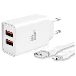 AKSBERRY (6900203220011) T38 2 USB 2.4A + Lightning, белый