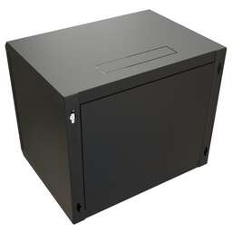 WRLINE Шкаф коммутационный WR-TW-1266-GP-RAL9004 настенный, стеклянная передняя дверь, 12U, 600x650x600 мм