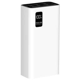 PERO Внешний аккумулятор (Power Bank) PB07, 30000мAч, белый [pb07wh]