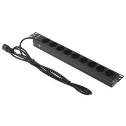 LANMASTER Блок распределения питания TWT-PDU19-10A9P4-3.0 гор.размещ. 9xSchuko базовые 10A C14 3м