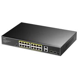 CUDY Коммутатор GS1018PS2 (L2) 18x1Гбит/с 2xКомбо(1000BASE-T/SFP) 2SFP 16PoE 200W неуправляемый
