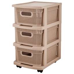 KEEPLEX KL379522005 Ajur с корзинами на колесиках трехсекционный компакт 37х30х52см бежевый топаз