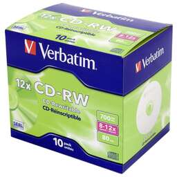 VERBATIM Оптический диск CD-RW 700МБ 12x, 10шт., jewel case [43148]