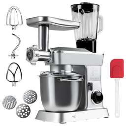 RAGEX Кухонный комбайн 8 в 1 R104-900, 4.5л, 1300Вт, серебристый