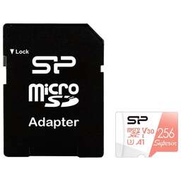 SILICON POWER Карта памяти microSDXC UHS-I U3 Superior 256 ГБ, 100 МБ/с, Class 10, SP256GBSTXDA2V20, 1 шт., без адаптера