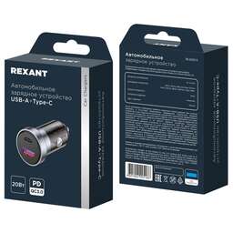 REXANT Автомобильное зарядное устройство c двумя портами (USB-A + USB-C) c LED-подсветкой, 20Вт