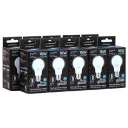 GAUSS Упаковка ламп LED E27, груша, 16Вт, A60, 10 шт. [102502216]