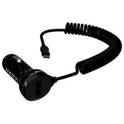 MAXVI CCM-211MSC 2.1A, 1USB, цвет: черный, LED индикатор, витой