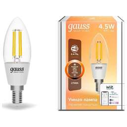 GAUSS Умная лампа Smart Home C35 E14 4.5Вт 495lm Wi-Fi (1250112)