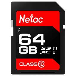 NETAC Карта памяти SDXC UHS-I U1 P600 64 ГБ, 80 МБ/с, Class 10, NT02P600STN-064G-R, 1 шт., без адаптера