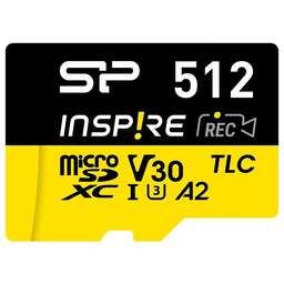 SILICON POWER Карта памяти microSDXC UHS-I U3 Inspire 512 ГБ, 170 МБ/с, Class 10, SP512GBSTXLA2V1N, 1 шт., без адаптера