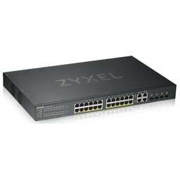 ZYXEL Коммутатор GS192024HPV2-EU0101F (L2) 24x1Гбит/с 4xКомбо(1000BASE-T/SFP) 24PoE+ 375W управляемый