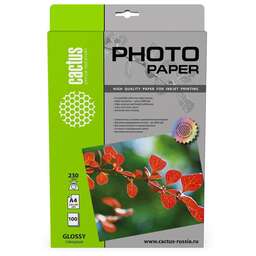 CACTUS Фотобумага CS-GA4230100 A4/230г/м2/100л./белый глянцевое для струйной печати