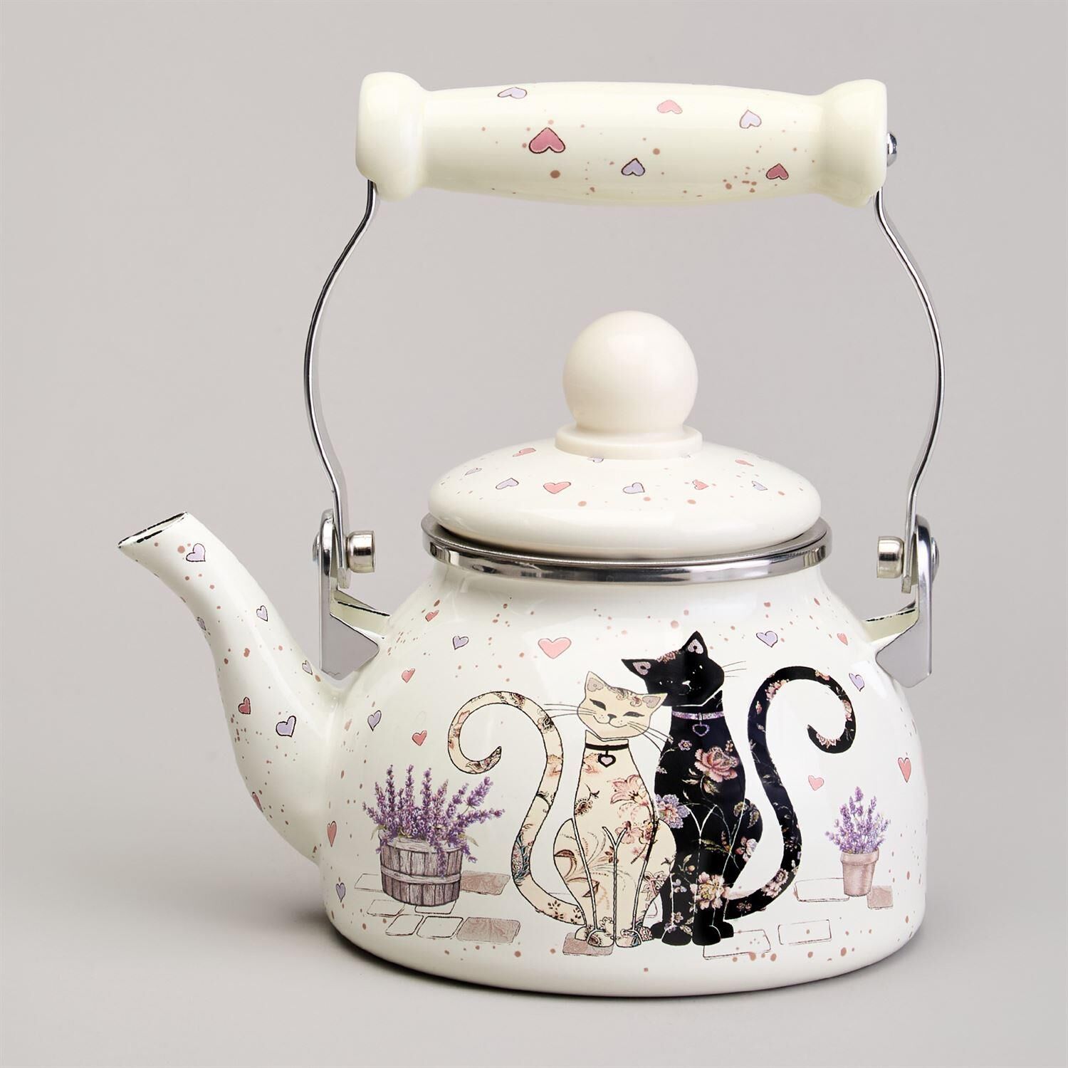 Чайник AGNESS 943-070 LAVENDER CATS со съемным фильтром 0,85л