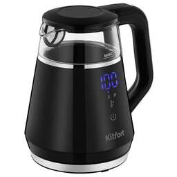 KITFORT Чайник электрический КТ-6696 1л. 1100Вт черный/серебристый корпус: стекло/пластик (KT-6696)