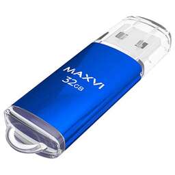 MAXVI USB флеш-накопитель MP 32GB синий, монолит с колпачком, металл + ABS пластик, USB 2.0