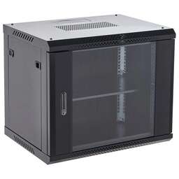 REXANT Шкаф коммутационный (04-1266-112) настенный 12U 600x600мм пер.дв.стекл металл 2 бок.пан. направл.под винты 60кг черный 19кг 230град. 635мм IP20 сталь