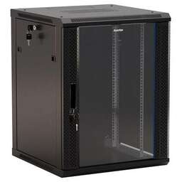 HYPERLINE Шкаф коммутационный TWB-1266-GP-RAL9004 настенный, стеклянная передняя дверь, 12U, 600x650x600 мм