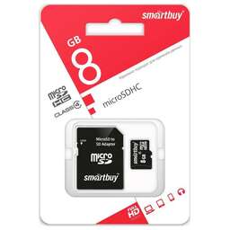 SMARTBUY (SB8GBSDCL4-01) MicroSDHC 8GB Сlass4 + адаптер