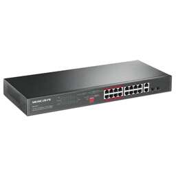 MERCUSYS Коммутатор MS118CP (L2) 16x100Мбит/с 2x1Гбит/с 2xКомбо(1000BASE-T/SFP) 16PoE+ 190W неуправляемый