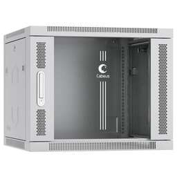 CABEUS Шкаф коммутационный (SH-05F-9U60/45) настенный 9U 600x450мм пер.дв.стекл 60кг серый 390мм 20кг 501мм IP20 сталь