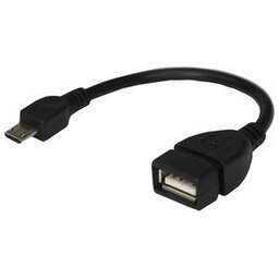 REXANT (18-1182) USB КАБЕЛЬ OTG MICRO USB НА USB ШНУР 0.15 М, ЧЕРНЫЙ