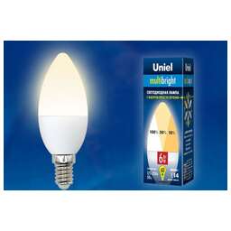 UNIEL (UL-00002373) LED-C37-6W/WW/E14/FR/MB PLM11WH