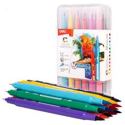 DELI Фломастеры EC151-12 Color Emotion 12цв. пластиковая коробка (12шт.)
