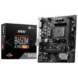 MSI Материнская плата B450M-A PRO MAX II Soc-AM4 AMD B450 2xDDR4 mATX AC`97 8ch(7.1) 2.5Gg RAID+DVI+HDMI