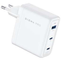 DIGMA Сетевое зар./устр. Pro DPW10C 100W 5A (PD+QC) 2хUSB-C/USB-A универсальное белый (DPW1С0G012WH)